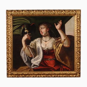 Dame au Perroquet, 1780, Huile sur Toile, Encadrée