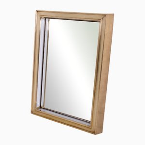 Miroir Moderniste Illuminé Art Déco en Laiton, 1940s