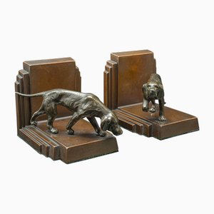 Sujetalibros franceses Art Déco de bronce, años 30. Juego de 2