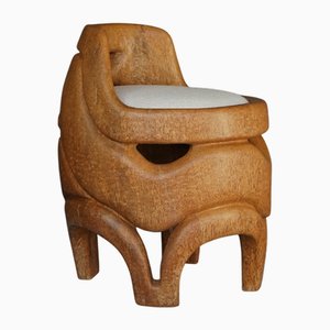 Handgeschnitzter Beistellstuhl aus Palmenholz, 1970er