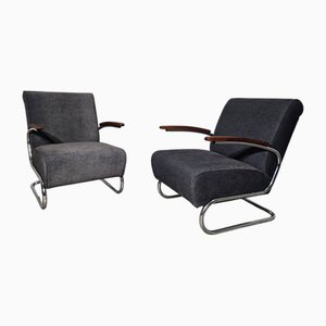 Set of Bauhaus Chrome S411 Armchairs by Willem Hendrik Gispen for Mücke Reder, 1930s