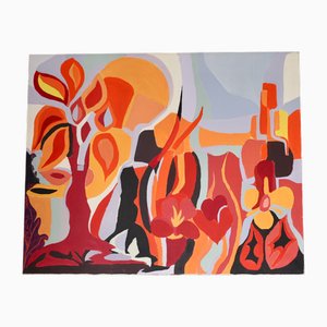 Psychedelic Composition, 1970s, Canvas Painting