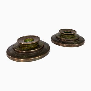 Swedish Art Deco Bronze Candleholders 1930s, Set of 2