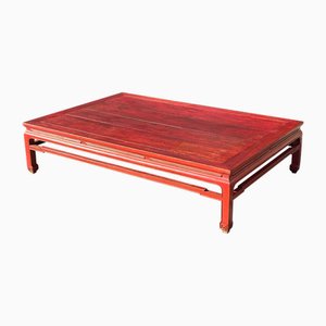 Grande Table Basse Antique Peinte en Rouge, Chine, 1800