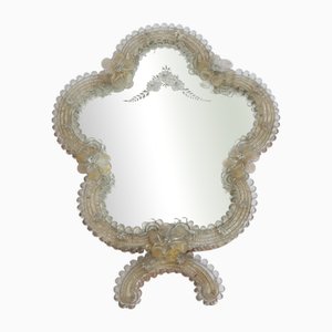 Specchio da parete vintage in vetro di Murano con fiori