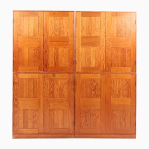 Vintage Cabinets in Oregon Pine by Mogens Koch, 1960s, Set of 4
