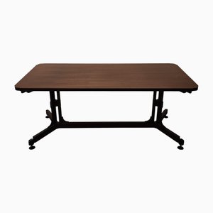 Table en Palissandre avec Structure en Fer et Pied Ajustable en Laiton, 1950s