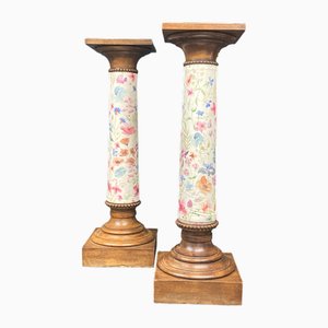 Antique Walnut Columns, 1800s, Set of 2