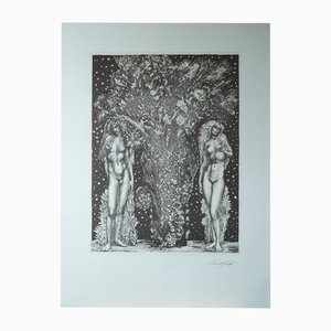 Ernst Fuchs, Adam and Eve, Lithograph, 1970s