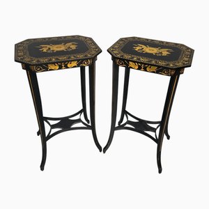Black Laquered Lamp Tables, 1920, Set of 2