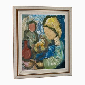 Gösta Falck, Mère et Enfant, 1960s, Grande Huile sur Toile, Encadrée
