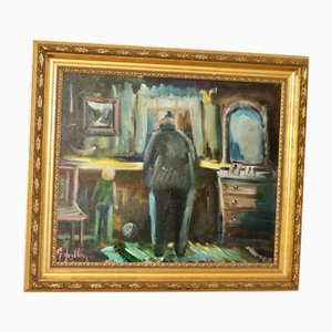 Göte Lundberg, Looking Through the Window, 1960s, Huile sur Toile, encadré