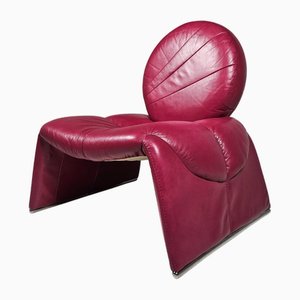 Sillón Calypso de cuero rosa de Vittorio Introini para Saporiti, Italia, años 70