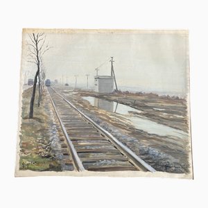 Georges Lattès, Gare de Gennevilliers, Aquarell und Gouache, Mitte des 20. Jahrhunderts