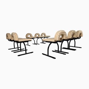 Chaises attribuées à Saporiti Italia avec Tissu par Kelly Wearstler, Italie, 1980s, Set de 8