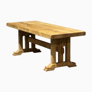 Mesa de comedor francesa de roble blanqueado, 1925