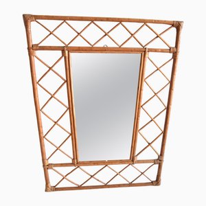 Mid-Century Modern Rattan Wall Mirror, 1970s