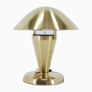 Bauhaus Brass Mushroom Table Lamp, Former Czechoslovakia, 1930s