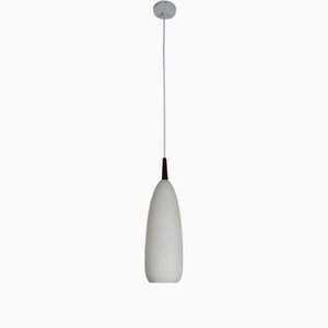 Teak & Opalglas Hängelampe von Uno & Östen Kristiansson für Luxus, Schweden, 1960er