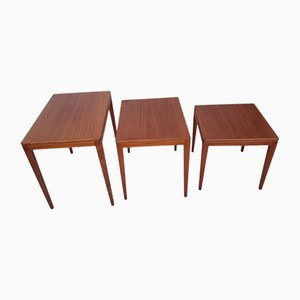 Tables Gigognes Vintage en Teck, 1960, Set de 3