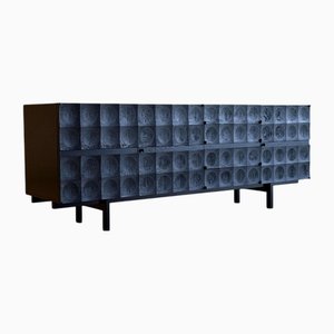 Brutalist Credenza in Black Stained Oak by J. Batenburg for Mi Belgium
