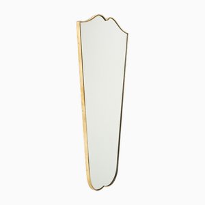 Miroir Mural Mid-Century en Forme de Bouclier en Laiton par Gio Ponti, 1950s