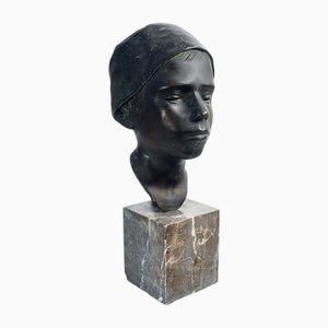 Bronze Shepherd Bust by Domenico Jollo, 1800s-1900s