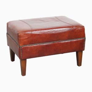 Cognac-Colored Stool in Cowhide Leather