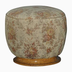 Dänischer Skulpturaler Art Deco Hocker aus Stoff & Wurzelholz, 1940er