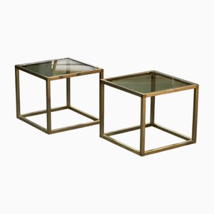 Französische Mid-Century Messing Lampentische, 1965, 2er Set