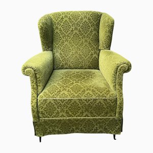 Vintage Danish Green Velvet Relax Chair, 1950s