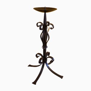 Portacandele in ferro battuto con riccioli, anni '70