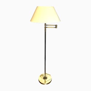 Small Mid-Century Modern Brass Floor Lamp with Swivel Arm, 1960s