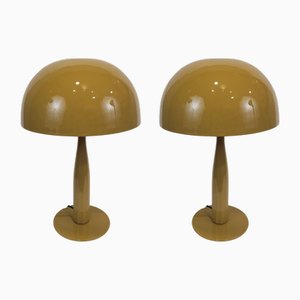 Mustard Metal Table Lamps, France, Set of 2