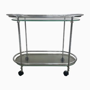 Riki T52 Trolley in Glass and Chromed Metal by Gallotti & Radice, 1980s