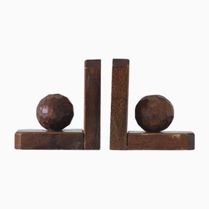Fermalibri Mid-Century in legno, anni '30, set di 2