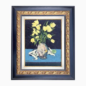 Floris Jespers, Tulipanes amarillos, Pintura al óleo, Enmarcado