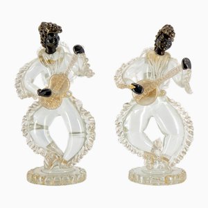 Murano Glas Skulpturen von Musikern, 1950er, 2er Set