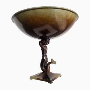 Art Deco Bronze Najad Bowl from Ystad-Metall, 1930s
