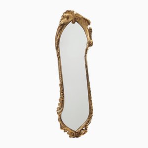Calvet Mirro in Oak Varnished Gold Brass by Antonio Gaudi for BD Barcelona