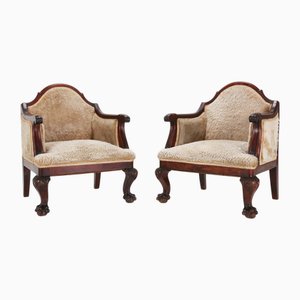 Set of Antique Empire Mahogany and Sheepskin Chairs, 1820