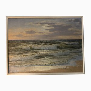 Waldemar Schlichting, Sea Surf, 1920s-1940s, Oil on Canvas, Framed