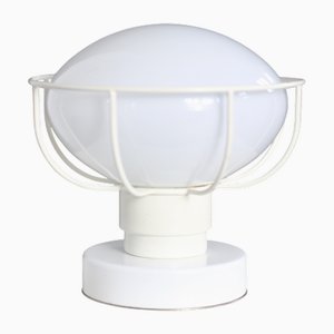 White Lacquered Metal and Glass Globe Lamp, 1980s
