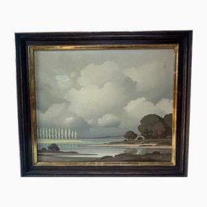 Pierre De Clausade, Paris Cloudscape, 1970s, Oil on Canvas, Framed