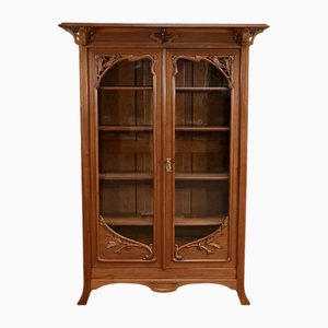 Libreria Art Nouveau in mogano biondo, inizio XX secolo