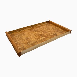 Hollywood Regency Bamboo and Brass Tray, Italy, 1970s