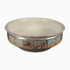 Antique Iridescent Ceramic Bowl with Romanesque Figures, Former Czechoslovakia, Early 1900s