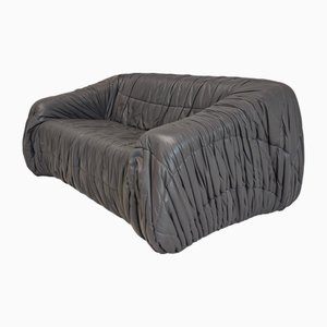 Piumino 2-Sitzer Sofa aus Grauem Leder von De Pas, d'Urbino & Lomazzi für Dalloca, 1970er