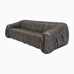 Piumino 3-Seater Sofa in Gray Leather by De Pas, d'Urbino and Lomazzi for Dalloca, 1970s