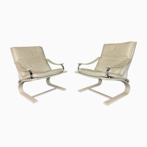 Set of White Space Age Lounge Chairs, 1970s